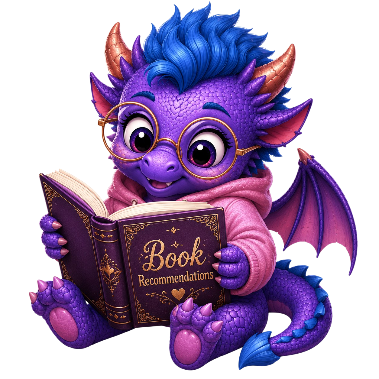 Pip holding a book