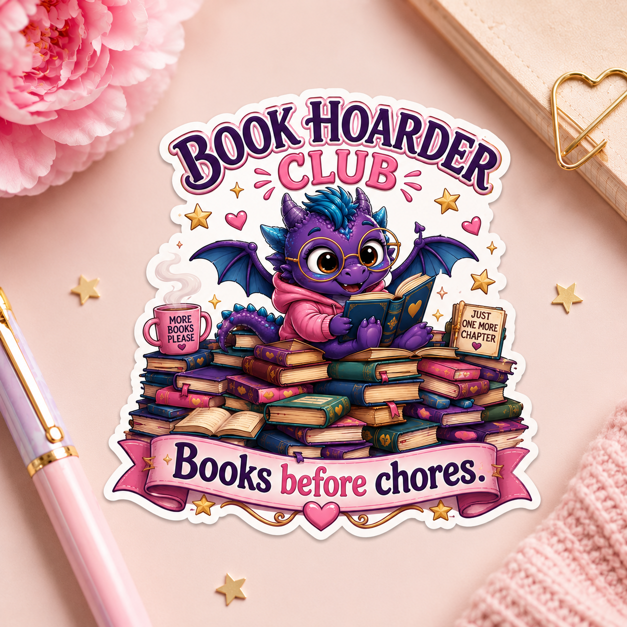 Preview of the Book Hoarder Club printable sticker