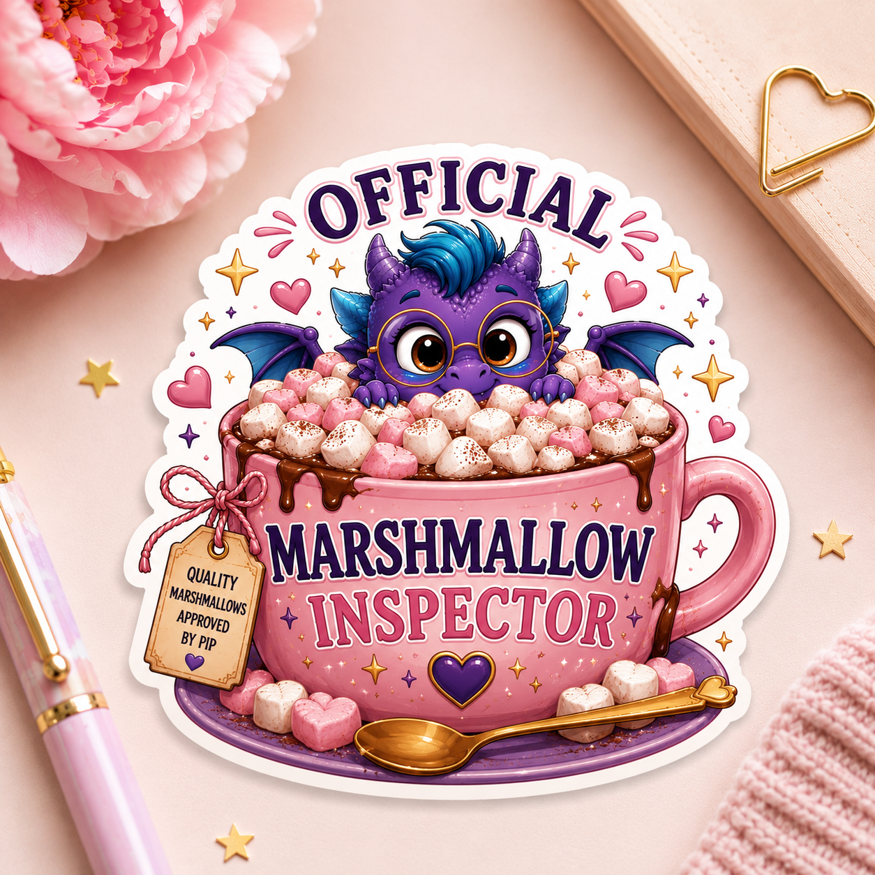 Preview of the Official Marshmallow Inspector printable sticker