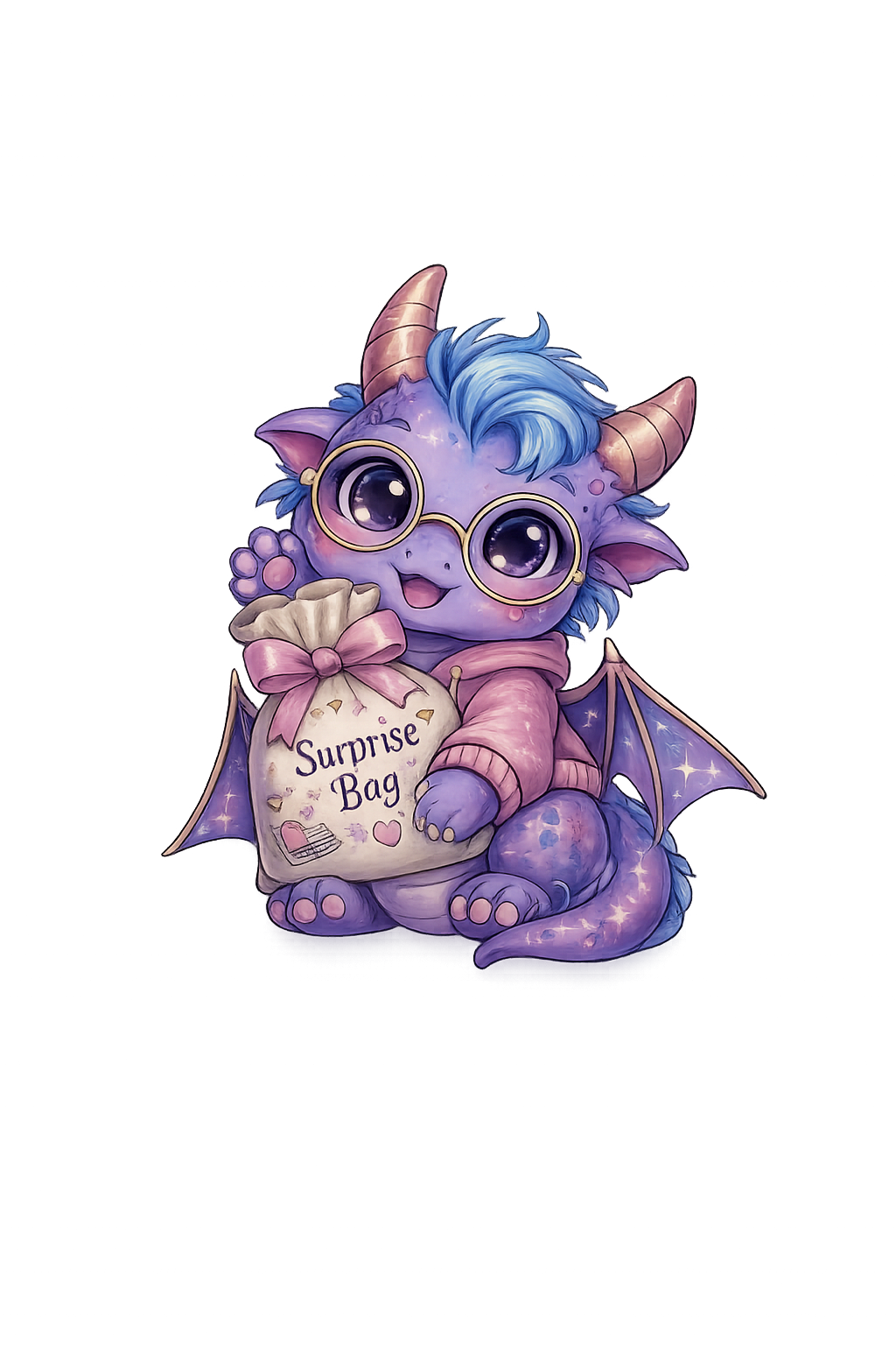 Pip holding a surprise bag