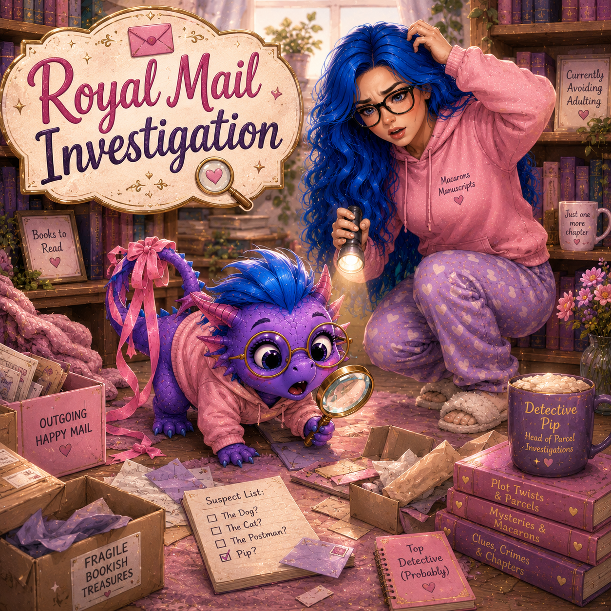Maria and Pip searching for a missing parcel